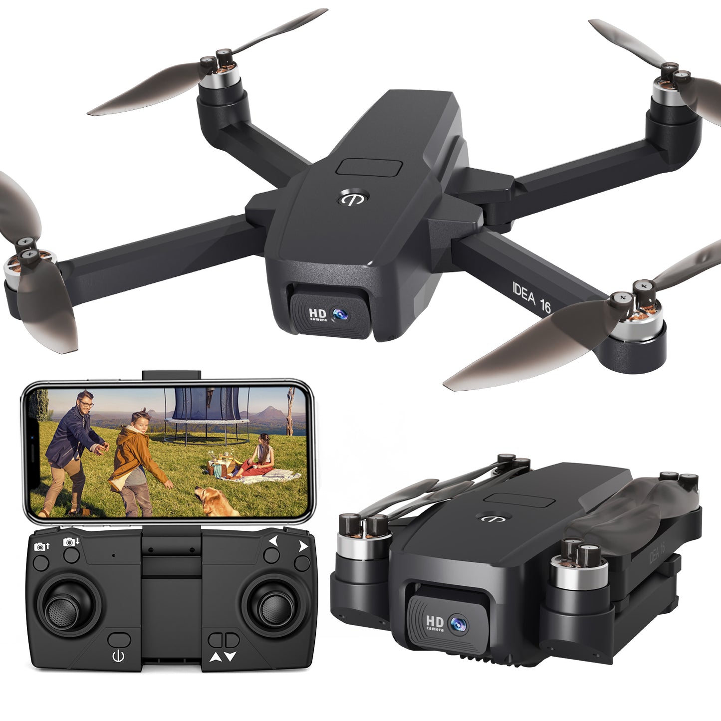 IDEA16P Brushless Motor Drone: 1080P Camera, 5G WiFi, Foldable, Altitude Hold & One-Touch Takeoff – RC Quadcopter for Adults with 2 Batteries