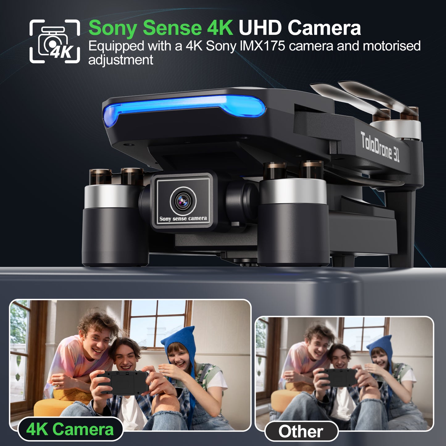 TD31 GPS Drone with Camera 4K, GPS Professional Drone with Auto Return, Follow me, 5G WiFi FPV Foldable Quadcopter Remoted Control RC Drone for Beginner/Adults