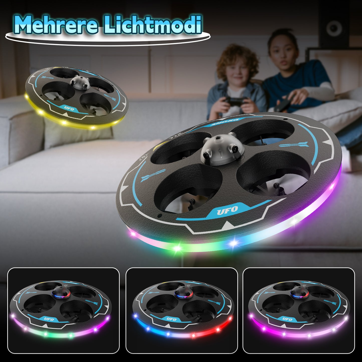 IDEA17 UFO Drone for Beginners: Adjustable Obstacle Avoidance, Dual Batteries & Light Show