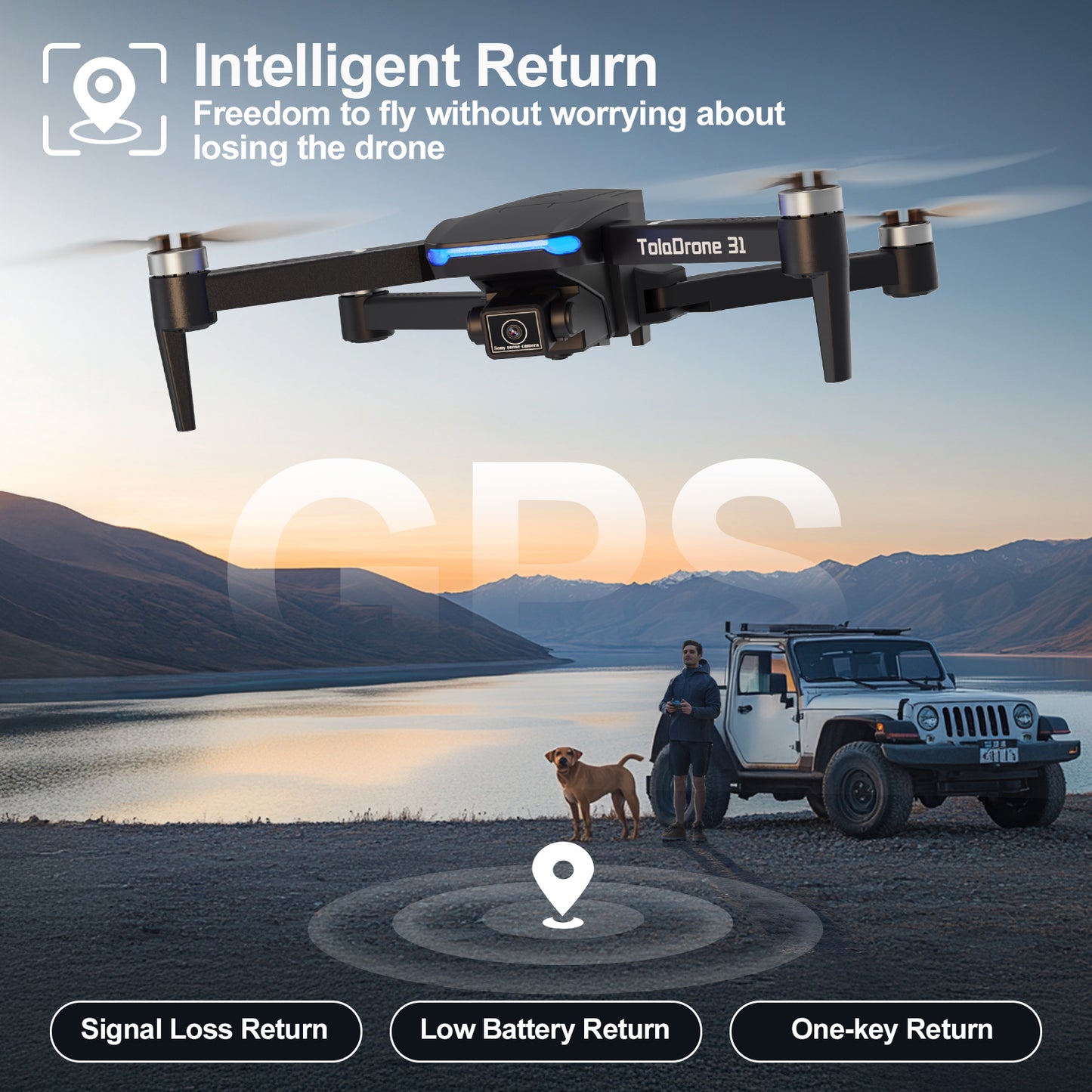 TD31 GPS Drone with Camera 4K, GPS Professional Drone with Auto Return, Follow me, 5G WiFi FPV Foldable Quadcopter Remoted Control RC Drone for Beginner/Adults