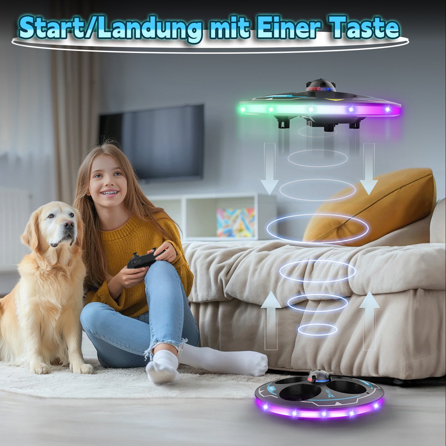 IDEA17 UFO Drone for Beginners: Adjustable Obstacle Avoidance, Dual Batteries & Light Show