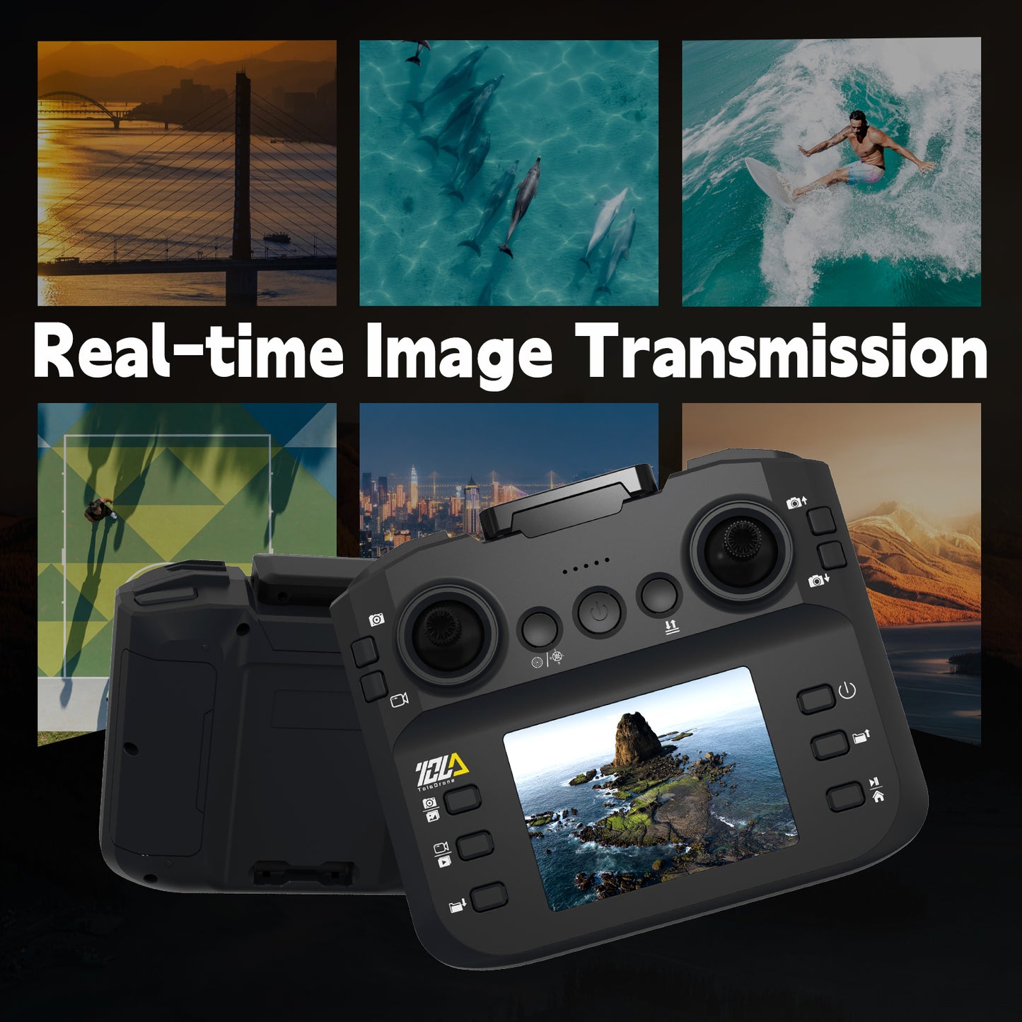 Toladrone TD12LCD RC Quadcopter – FPV Drone with LCD Controller, Brushless Motors, Optical Flow Positioning, Foldable Design for Adults and Kids