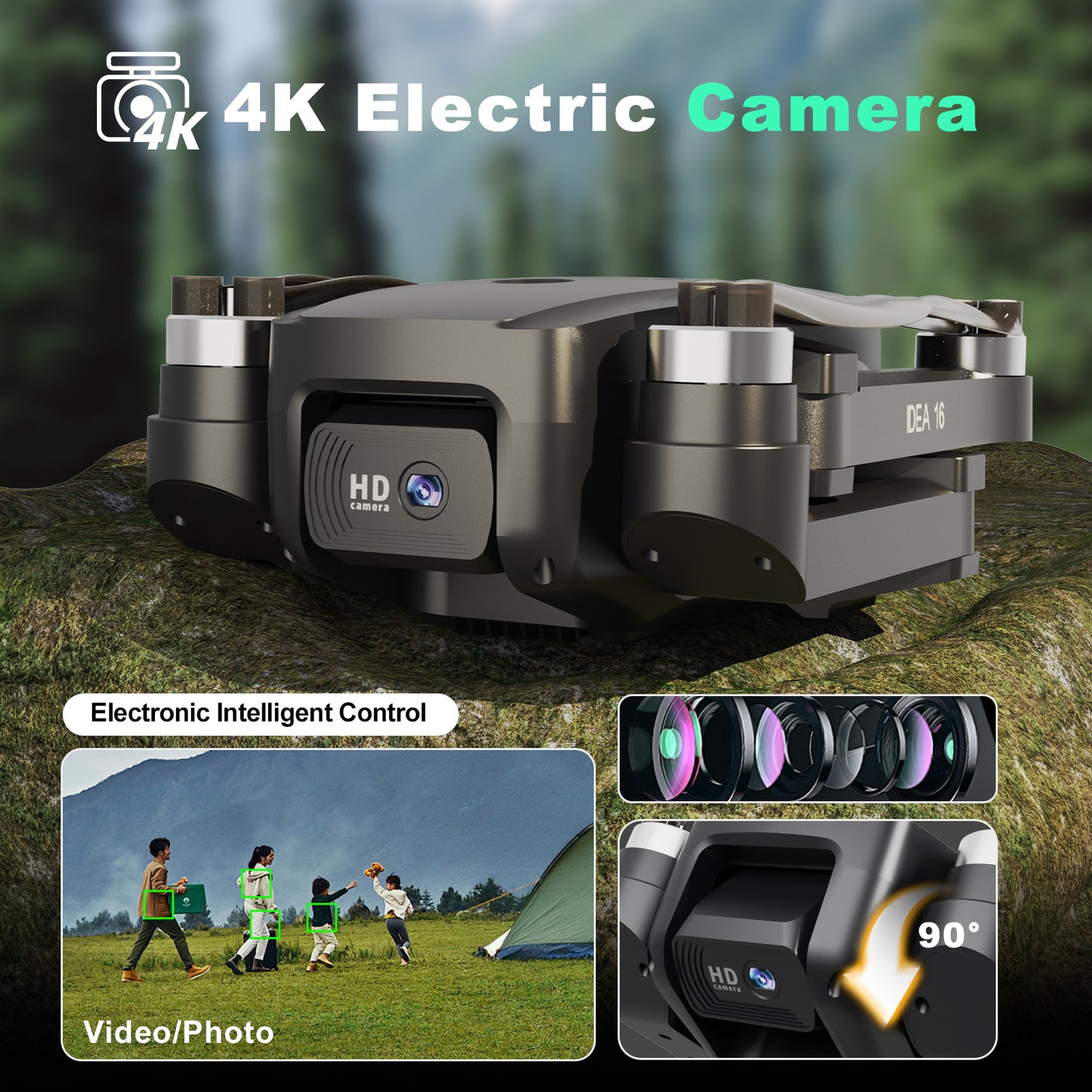 IDEA16P Brushless Motor Drone: 1080P Camera, 5G WiFi, Foldable, Altitude Hold & One-Touch Takeoff – RC Quadcopter for Adults with 2 Batteries