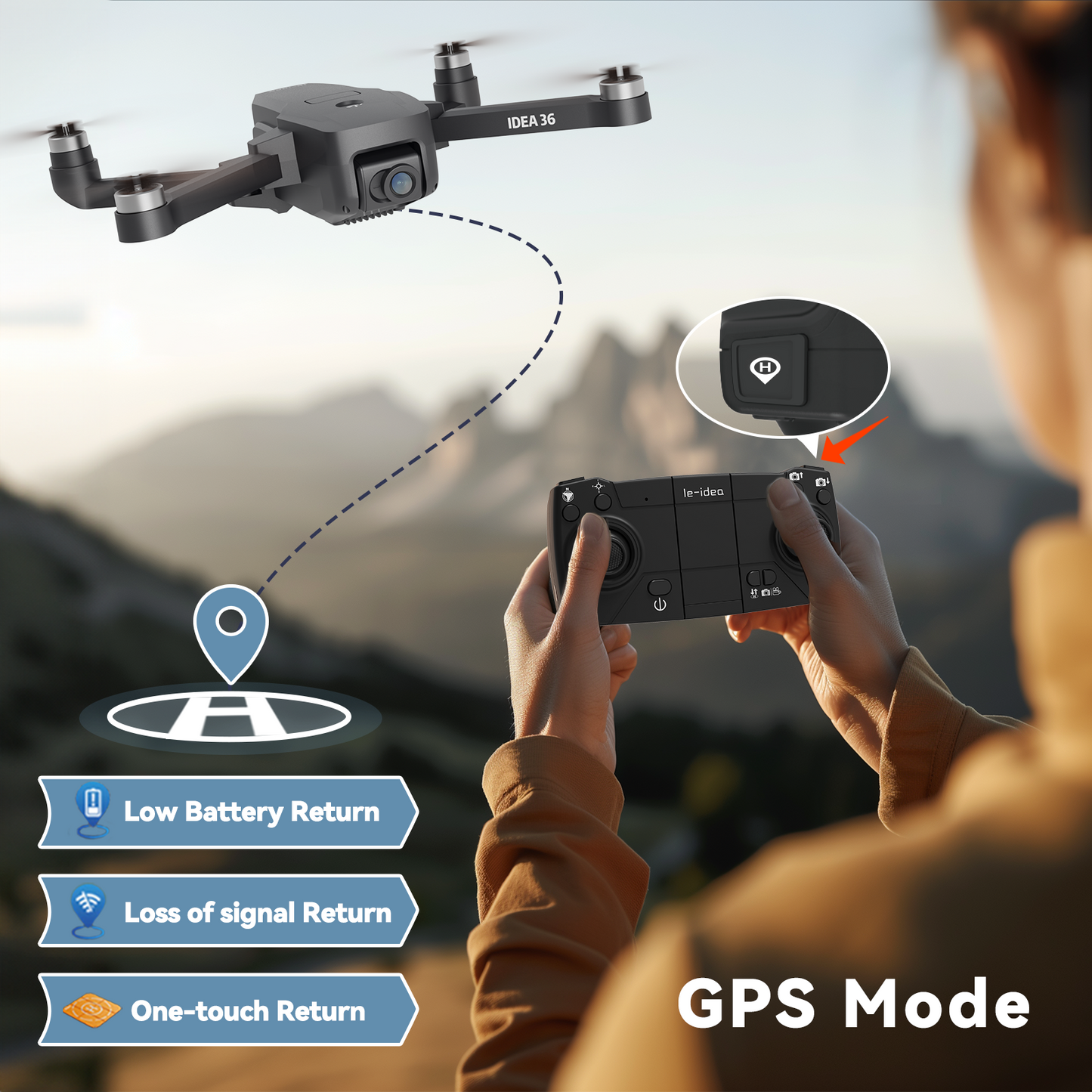 IDEA36 Drone with 4K Camera, SD Card with Brushless Motors Drones with Camera for Adults 4K, Optical Streaming Positioning, 5G WiFi Transmission, GPS Drones Follow Me