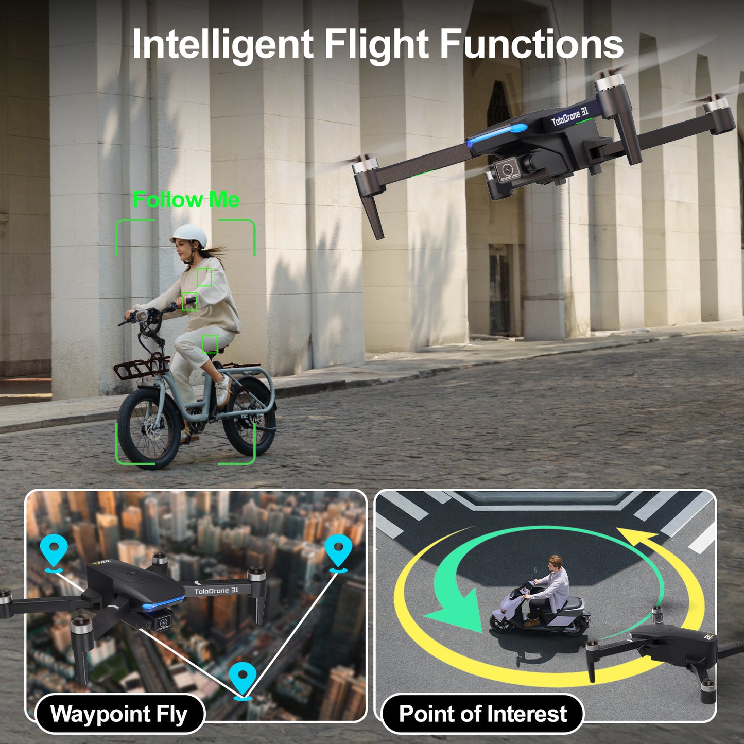 TD31 GPS Drone with Camera 4K, GPS Professional Drone with Auto Return, Follow me, 5G WiFi FPV Foldable Quadcopter Remoted Control RC Drone for Beginner/Adults