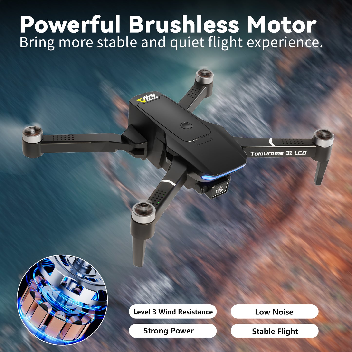 TD31LCD 1080p FPV Drone with LCD Screen Remote – Brushless Motors, Real-Time Digital Transmission, Foldable Design