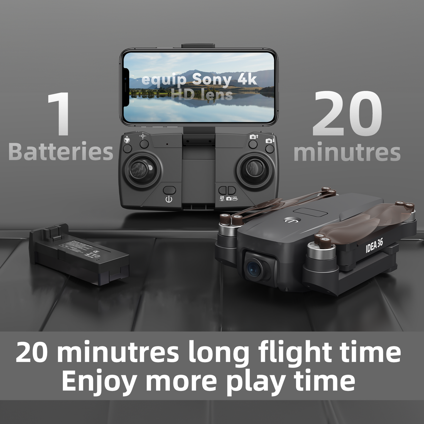 IDEA36 Drone with 4K Camera, SD Card with Brushless Motors Drones with Camera for Adults 4K, Optical Streaming Positioning, 5G WiFi Transmission, GPS Drones Follow Me