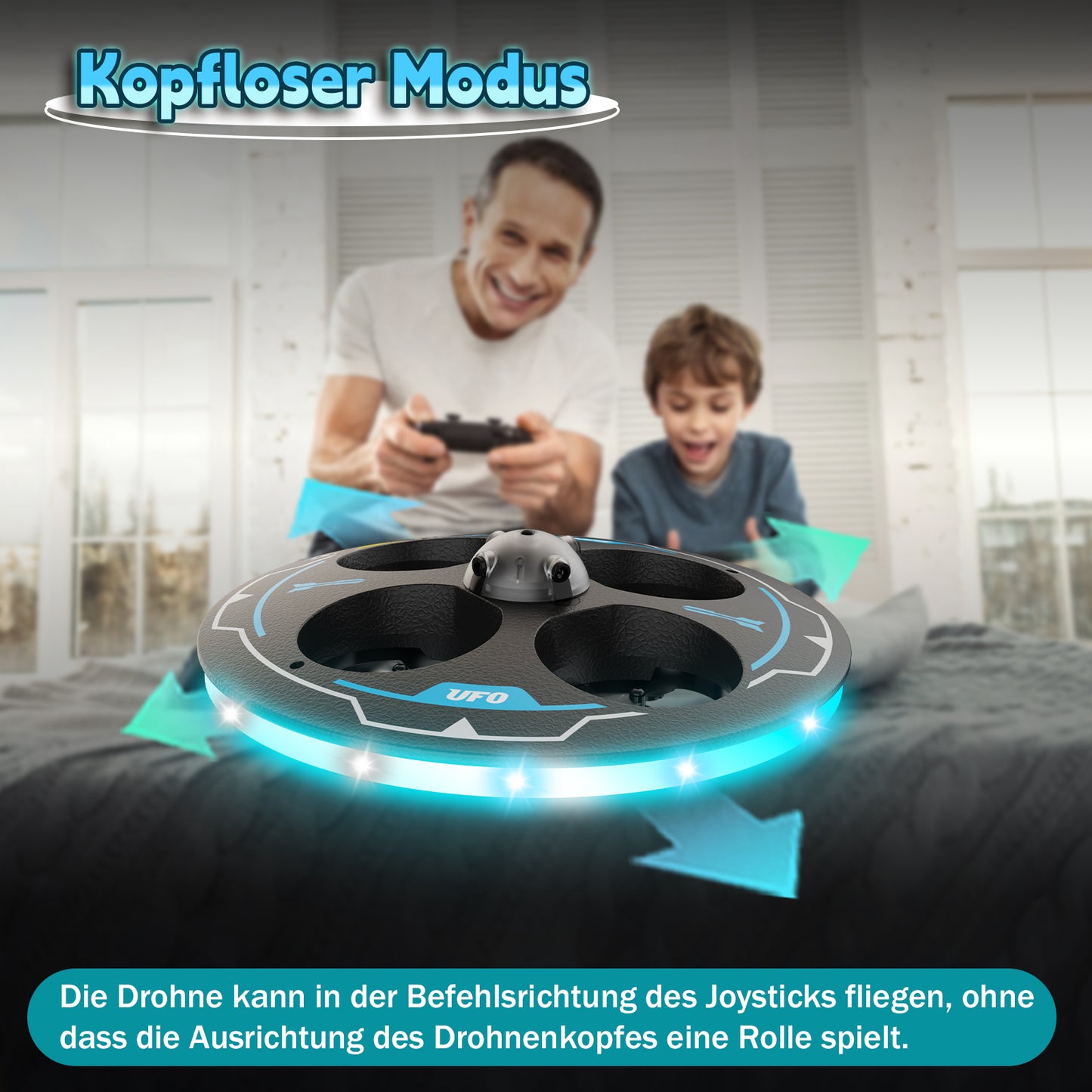 IDEA17 UFO Drone for Beginners: Adjustable Obstacle Avoidance, Dual Batteries & Light Show