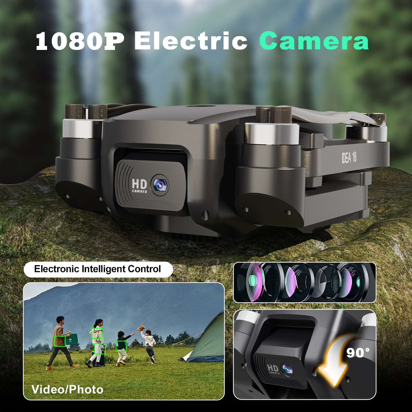 IDEA16P Brushless Motor Drone: 1080P Camera, 5G WiFi, Foldable, Altitude Hold & One-Touch Takeoff – RC Quadcopter for Adults with 2 Batteries