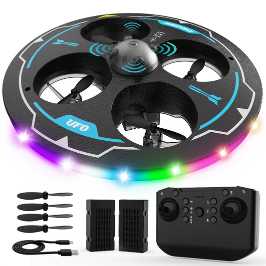 IDEA17 UFO Drone for Beginners: Adjustable Obstacle Avoidance, Dual Batteries & Light Show