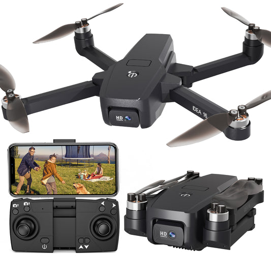 IDEA16P Brushless Motor Drone: 1080P Camera, 5G WiFi, Foldable, Altitude Hold & One-Touch Takeoff – RC Quadcopter for Adults with 2 Batteries