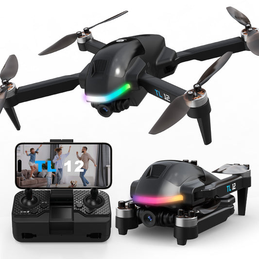 Tolatoyus TL12 RGB Drone: 1080P Camera, Brushless Motors, 3D Flips, FPV & Optical Flow – RC Quadcopters for Beginners