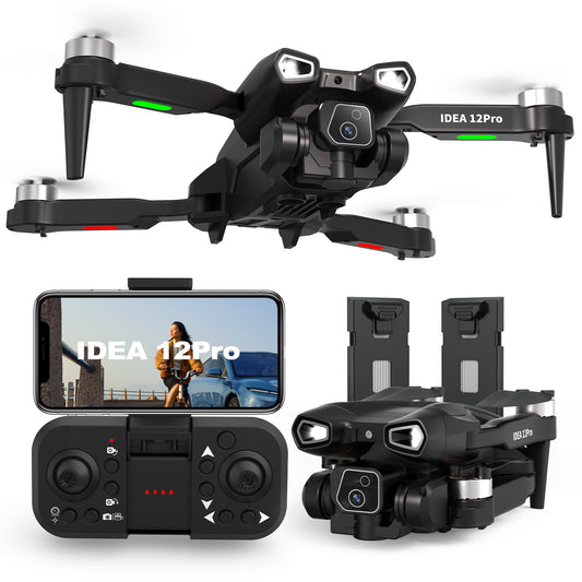 IDEA12 Pro Brushless Drone: 1080P Adjustable Camera, 40km/h Speed, Optical Flow & 5G WiFi FPV – RC Quadcopter for Adults & Beginners (2 Batteries)
