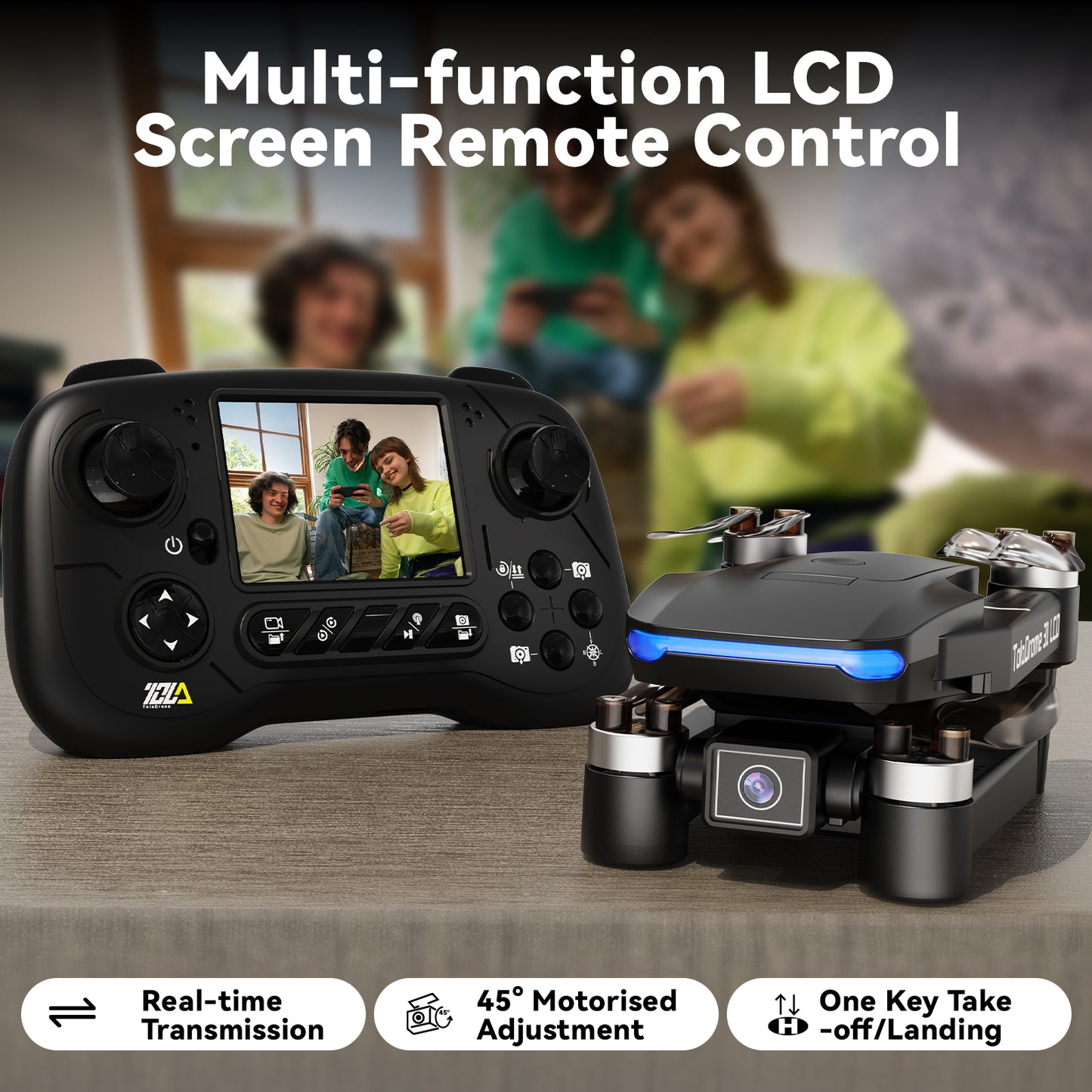 TD31LCD 1080p FPV Drone with LCD Screen Remote – Brushless Motors, Real-Time Digital Transmission, Foldable Design