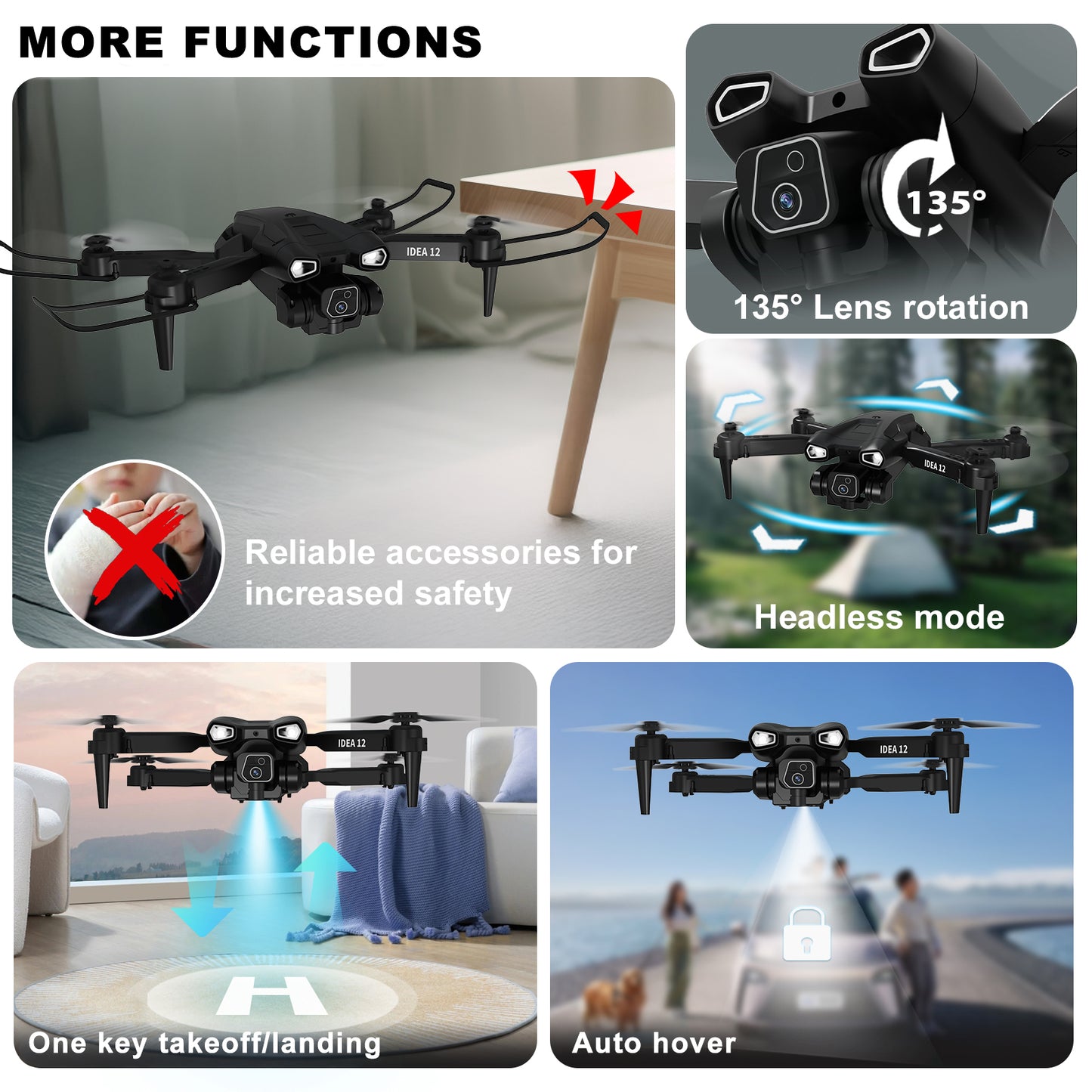 IDEA12 Mini Drone with 1080P HD Adjustable Camera for Kids & Beginners – Foldable RC Quadcopter with 2 Batteries, Carrying Case, WiFi FPV, One-Key Start, Altitude Hold, Gift for Boys & Girls