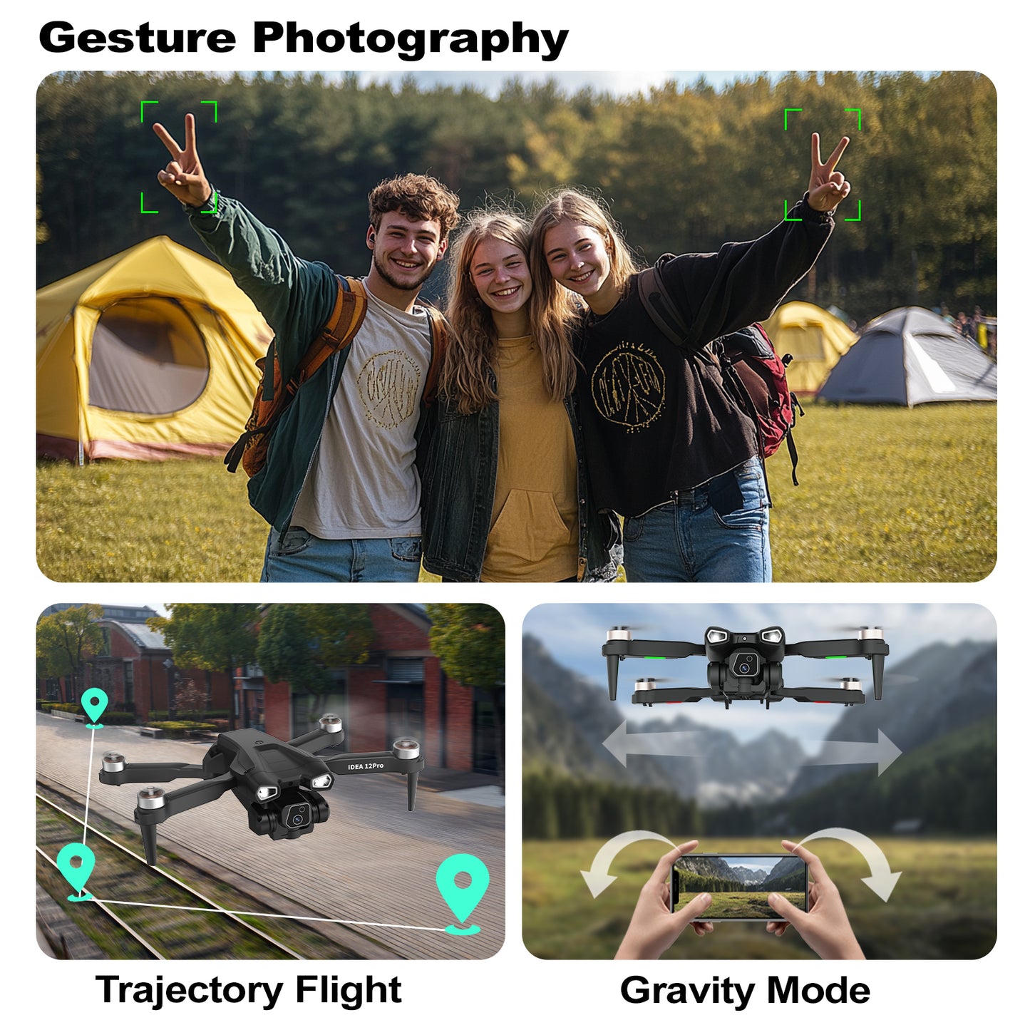 IDEA12 Pro Brushless Drone: 1080P Adjustable Camera, 40km/h Speed, Optical Flow & 5G WiFi FPV – RC Quadcopter for Adults & Beginners (2 Batteries)