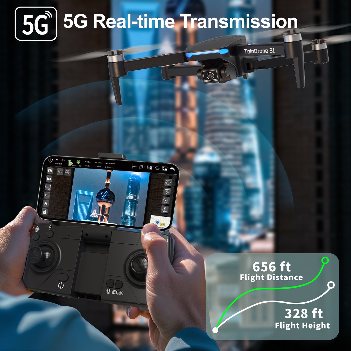 TD31 GPS Drone with Camera 4K, GPS Professional Drone with Auto Return, Follow me, 5G WiFi FPV Foldable Quadcopter Remoted Control RC Drone for Beginner/Adults