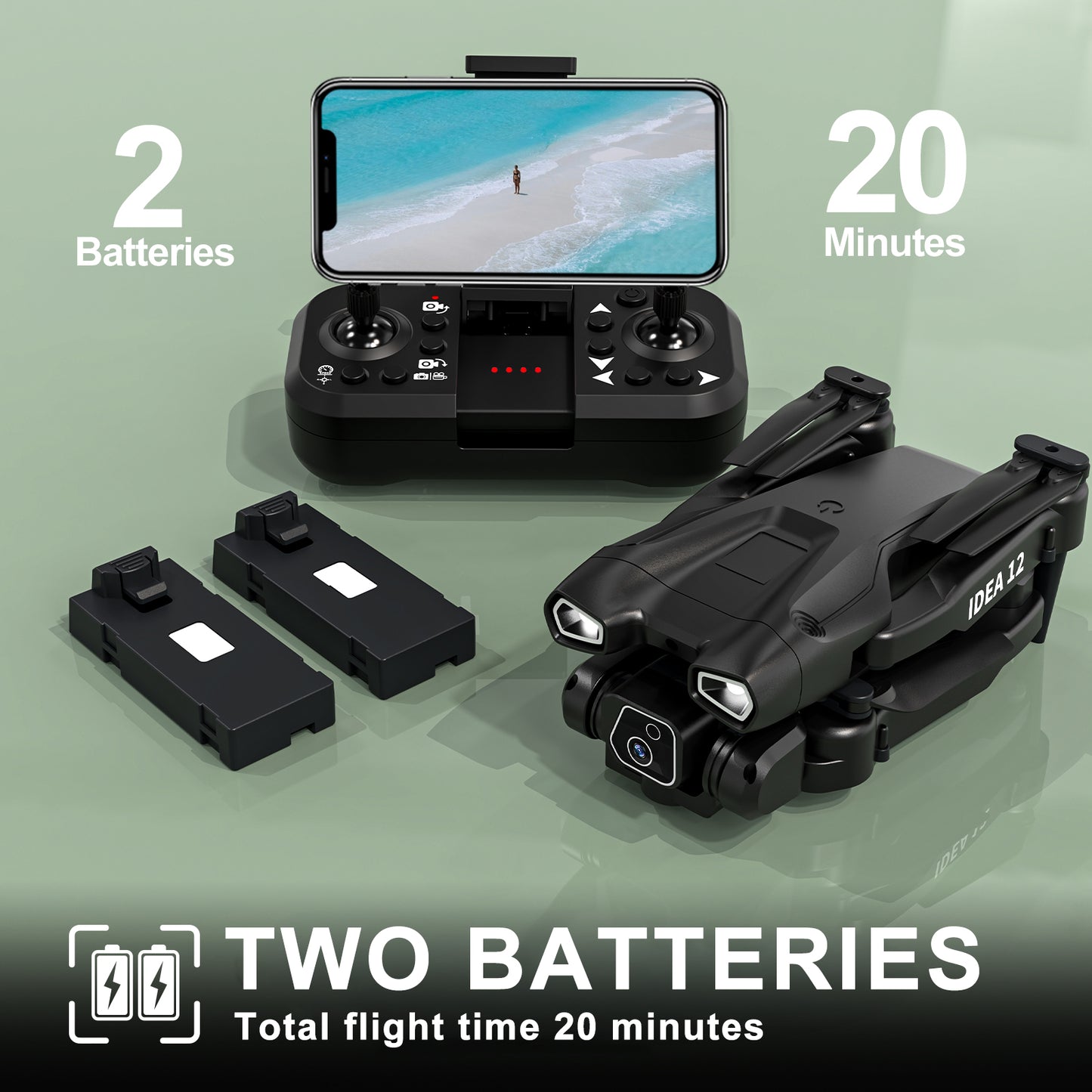 IDEA12 Mini Drone with 1080P HD Adjustable Camera for Kids & Beginners – Foldable RC Quadcopter with 2 Batteries, Carrying Case, WiFi FPV, One-Key Start, Altitude Hold, Gift for Boys & Girls