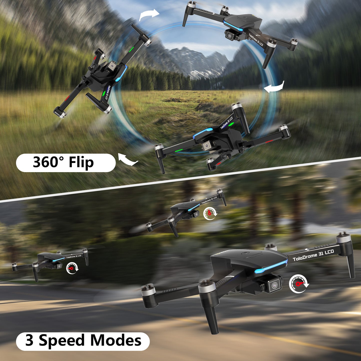 TD31LCD 1080p FPV Drone with LCD Screen Remote – Brushless Motors, Real-Time Digital Transmission, Foldable Design